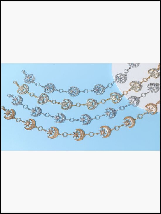 Rhinestone Moon Star Waist Chain Adjustable Belt Body Jewelry main image 4